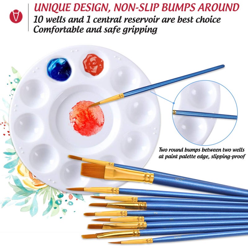 DUGATO Artist Paint Brush & Palette Set - 20 Nylon Brushes (Assorted Sizes & Shapes) with 5 Mixing Trays - Ideal for Acrylic, Watercolor, Oil & Gouache Painting - Image 5